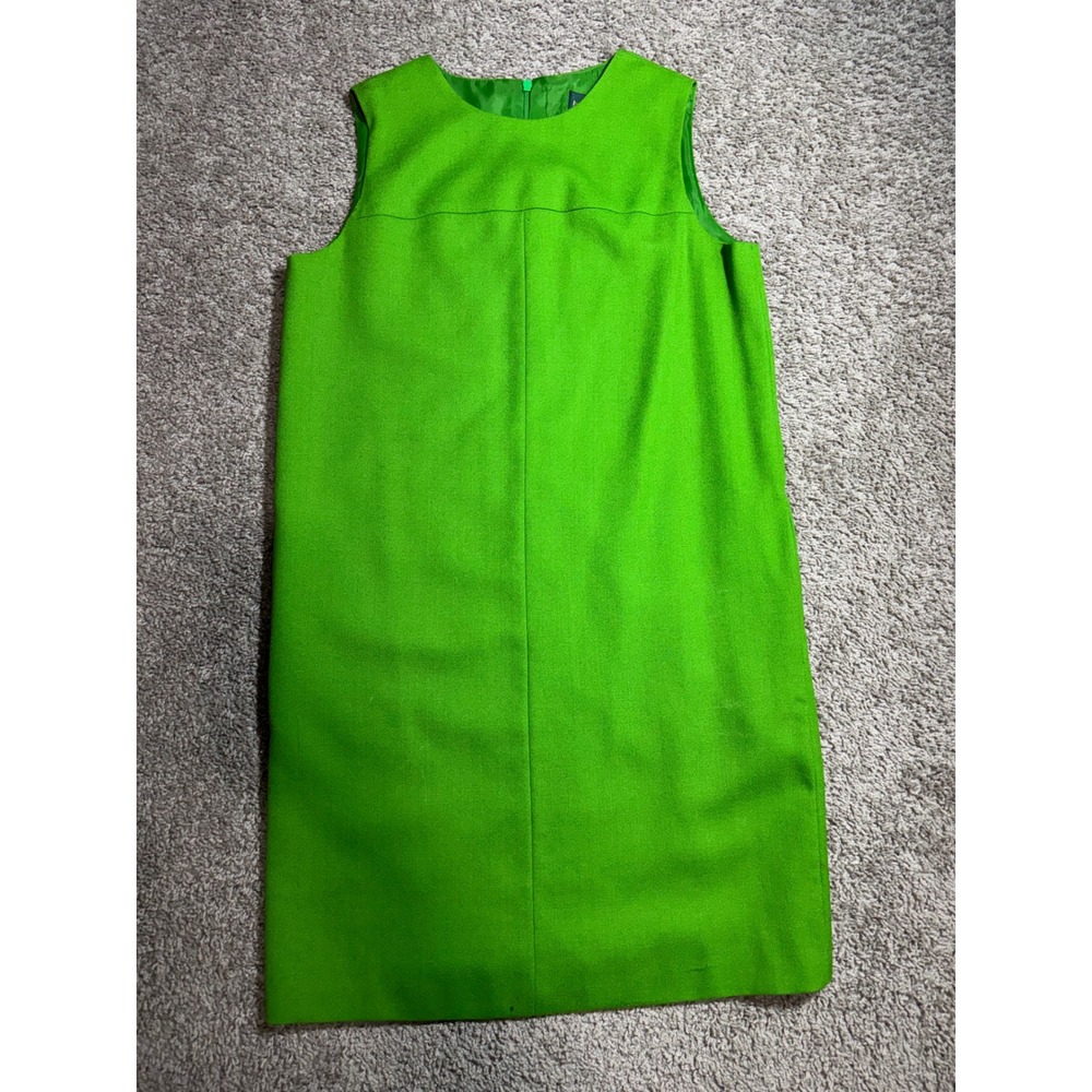 Harve Benard Wool Shift Dress Green Sleeveless Pockets Size 4 59M 166 07